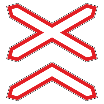 Дорожный знак 1.3.2 «Многопутная железная дорога» (металл 0,8 мм, II типоразмер: 1082х1158 мм, С/О пленка: тип Б высокоинтенсивная)
